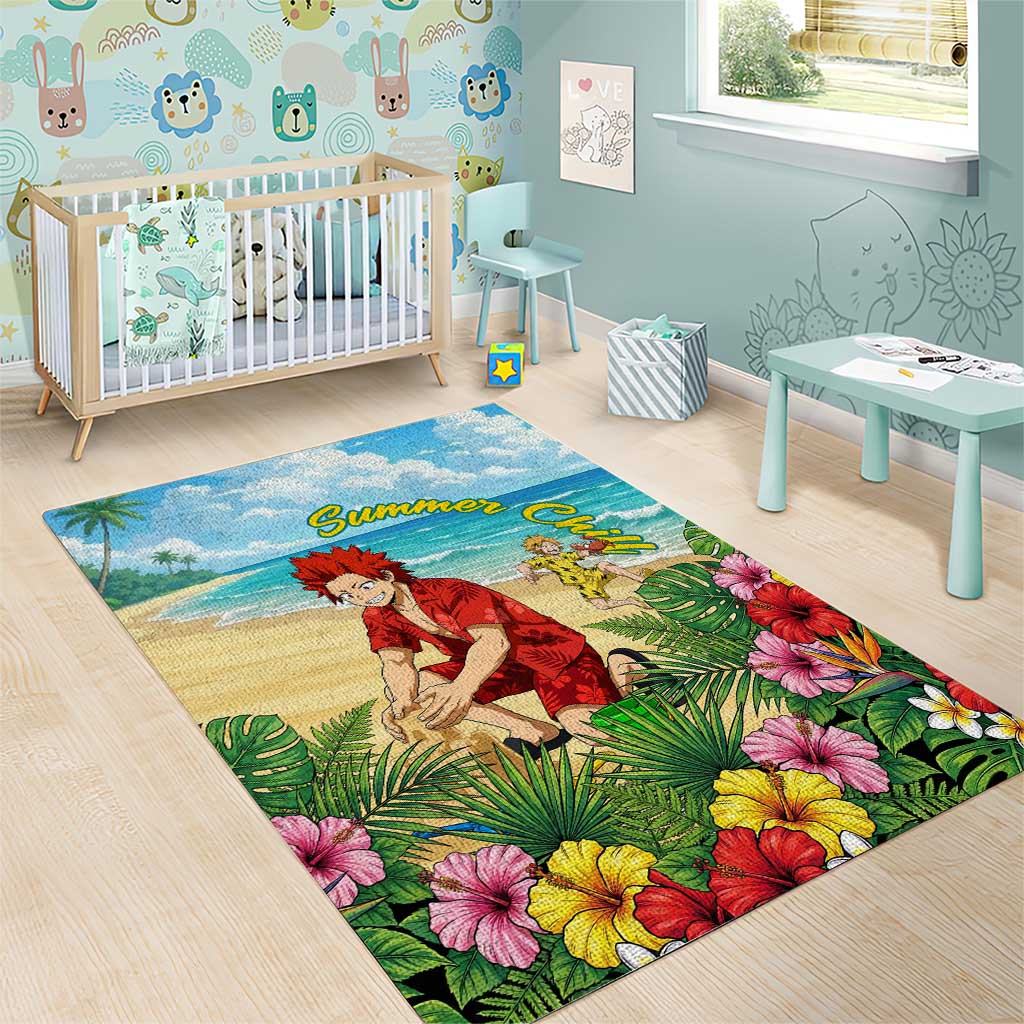 Eijirou Kirishima Summer Chill Area Rug Tropical Anime Beach Fun