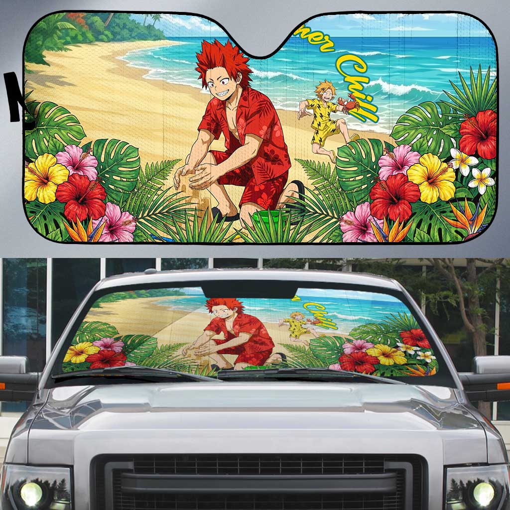 Eijirou Kirishima Summer Chill Auto Sun Shade Tropical Anime Beach Fun