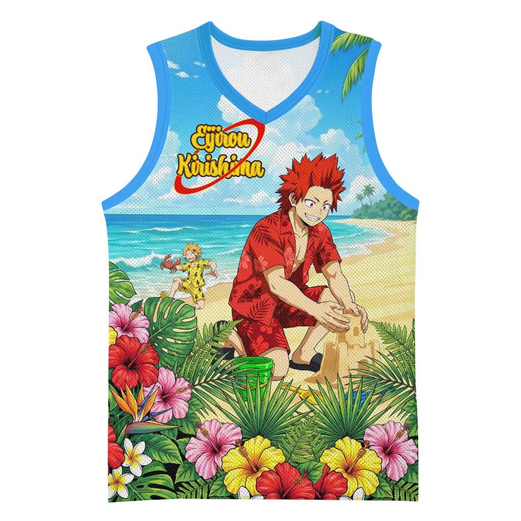 Eijirou Kirishima Summer Chill Basketball Jersey Tropical Anime Beach Fun