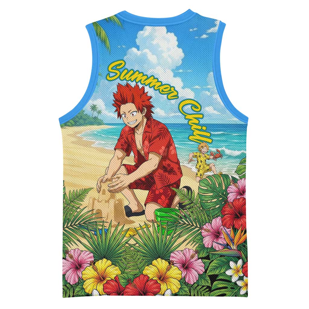 Eijirou Kirishima Summer Chill Basketball Jersey Tropical Anime Beach Fun