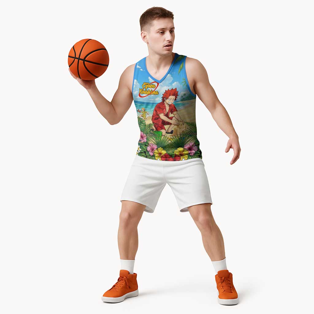 Eijirou Kirishima Summer Chill Basketball Jersey Tropical Anime Beach Fun
