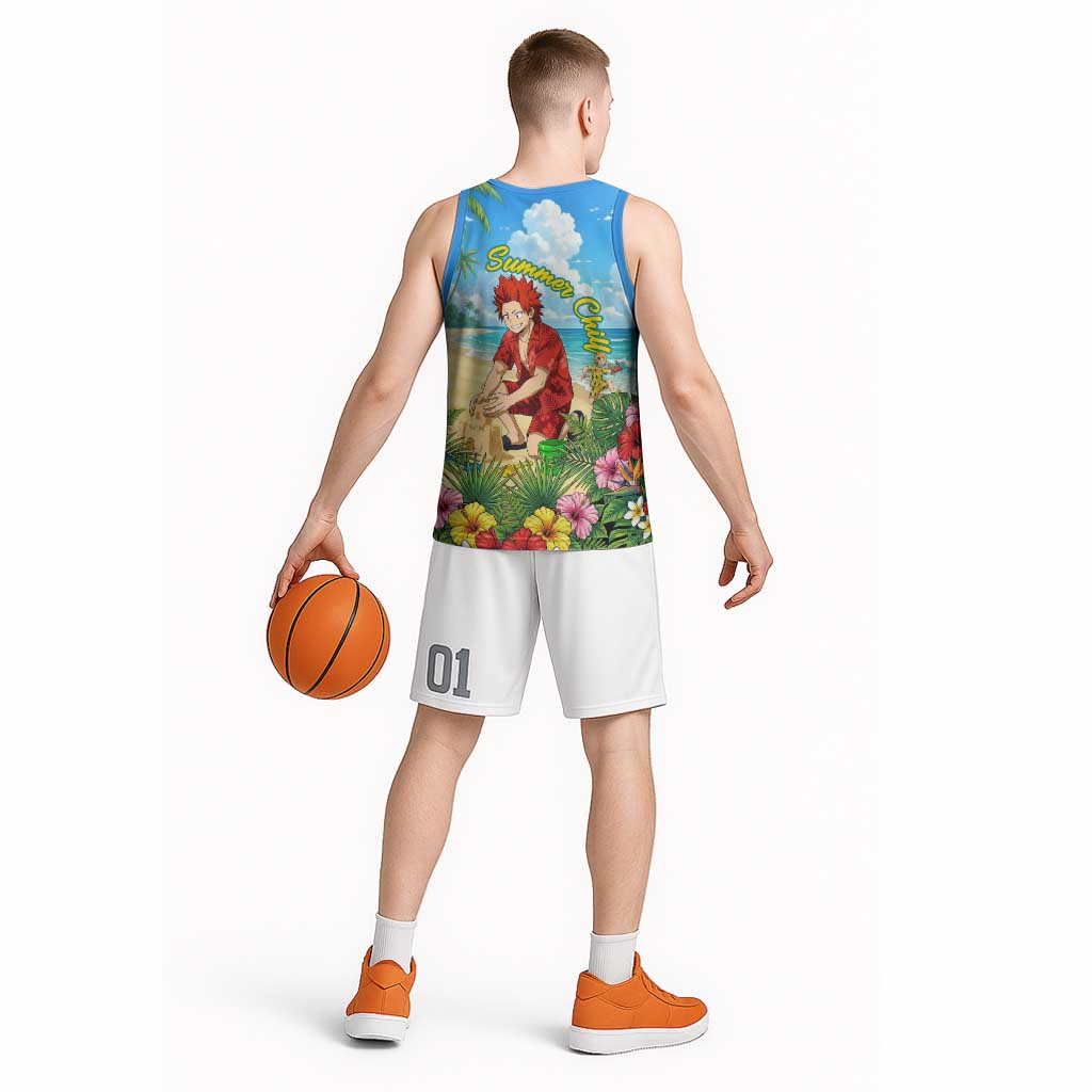 Eijirou Kirishima Summer Chill Basketball Jersey Tropical Anime Beach Fun
