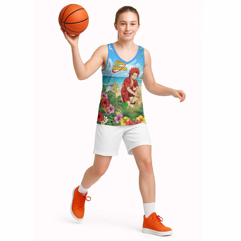 Eijirou Kirishima Summer Chill Basketball Jersey Tropical Anime Beach Fun