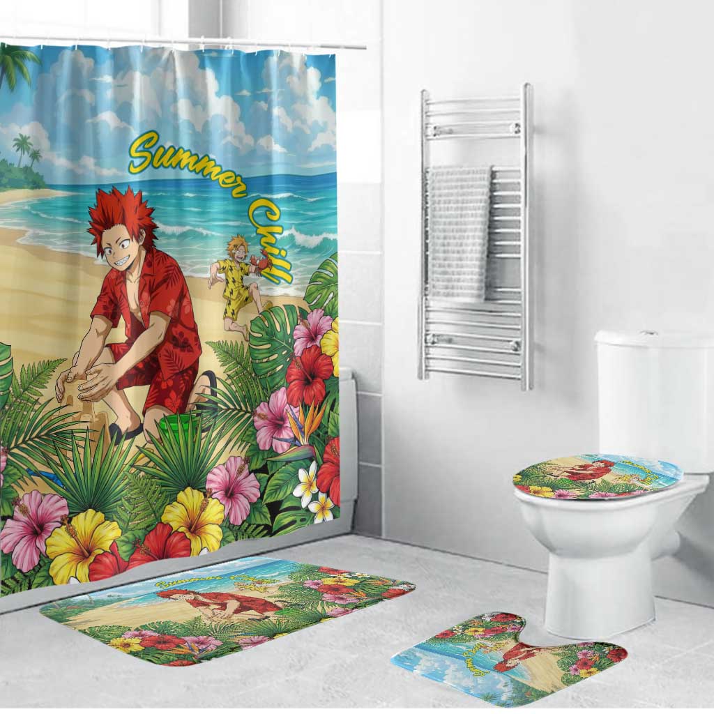 Eijirou Kirishima Summer Chill Bathroom Set Tropical Anime Beach Fun