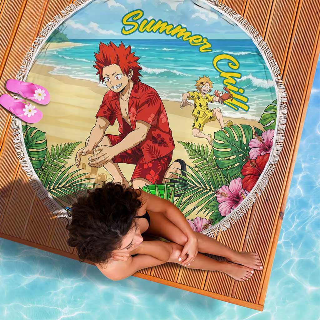 Eijirou Kirishima Summer Chill Beach Blanket Tropical Anime Beach Fun