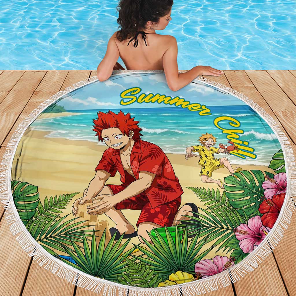 Eijirou Kirishima Summer Chill Beach Blanket Tropical Anime Beach Fun