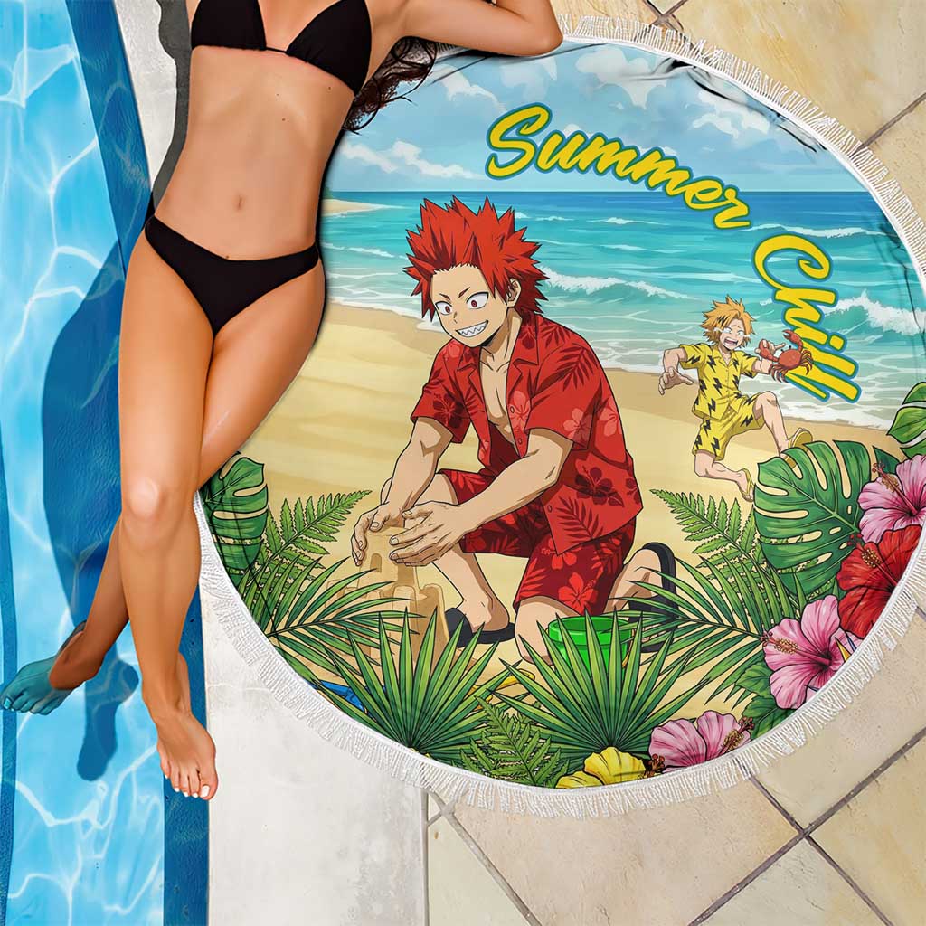 Eijirou Kirishima Summer Chill Beach Blanket Tropical Anime Beach Fun