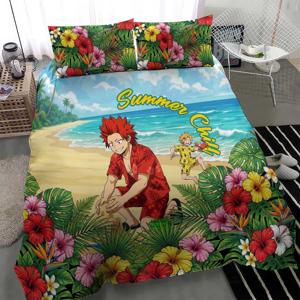 Eijirou Kirishima Summer Chill Bedding Set Tropical Anime Beach Fun