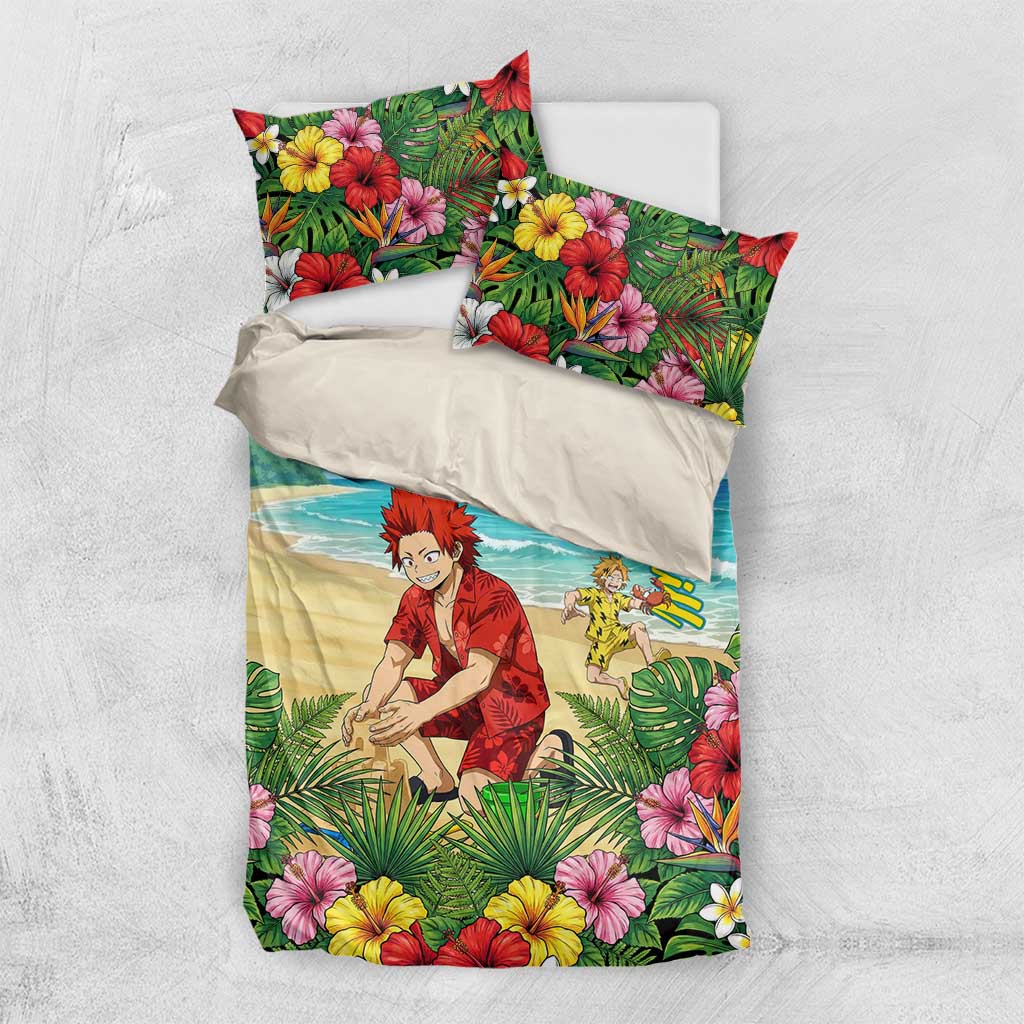 Eijirou Kirishima Summer Chill Bedding Set Tropical Anime Beach Fun