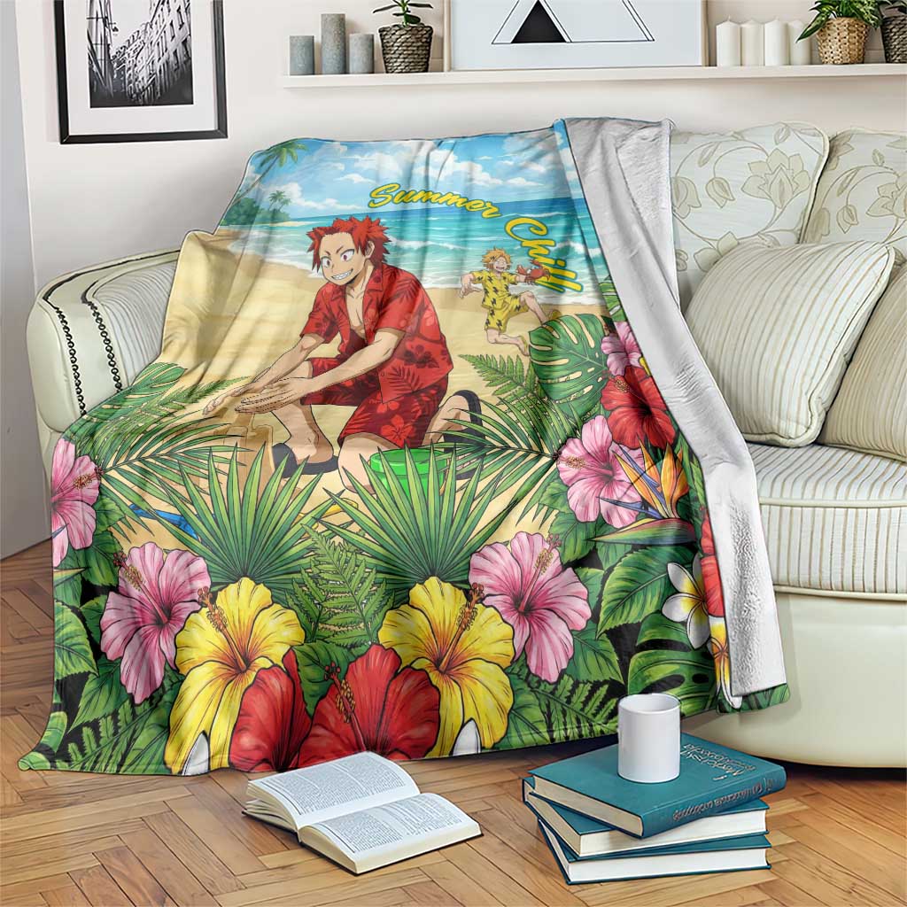 Eijirou Kirishima Summer Chill Blanket Tropical Anime Beach Fun