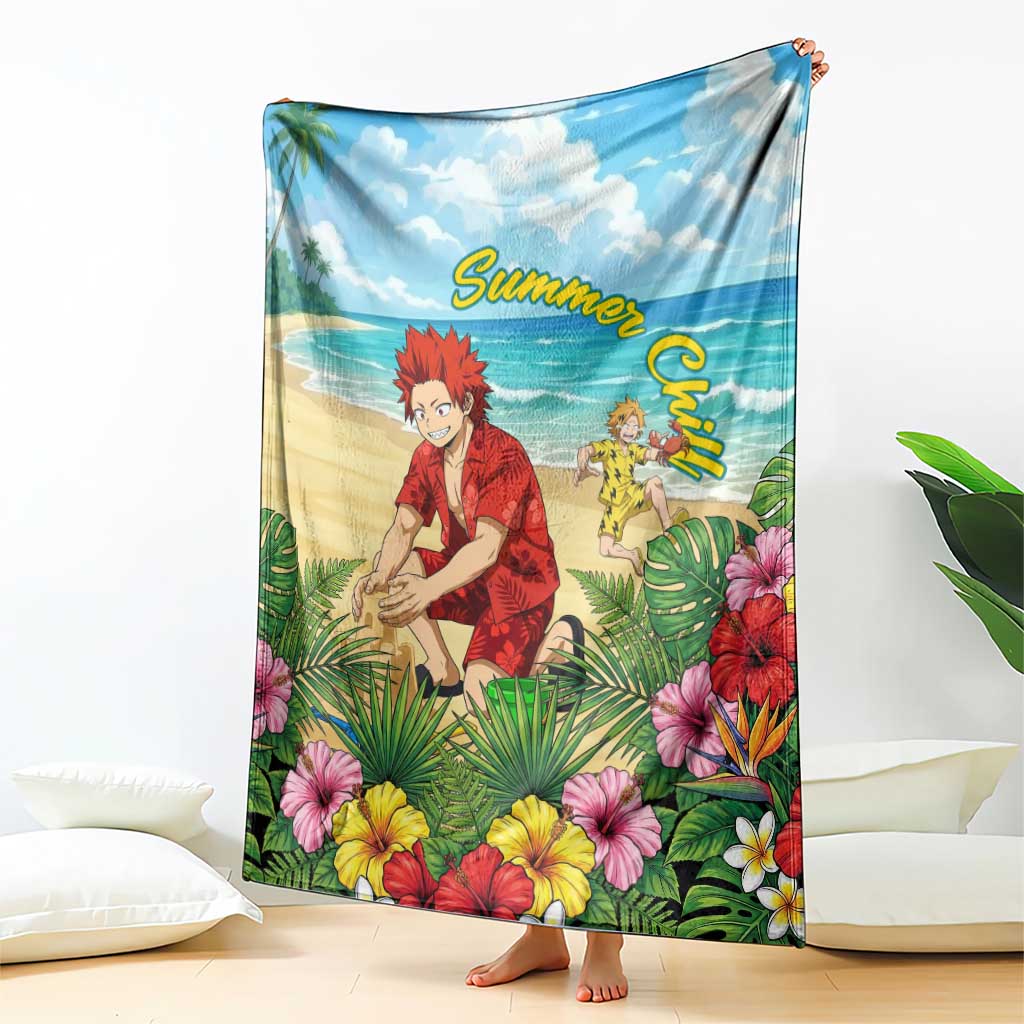 Eijirou Kirishima Summer Chill Blanket Tropical Anime Beach Fun