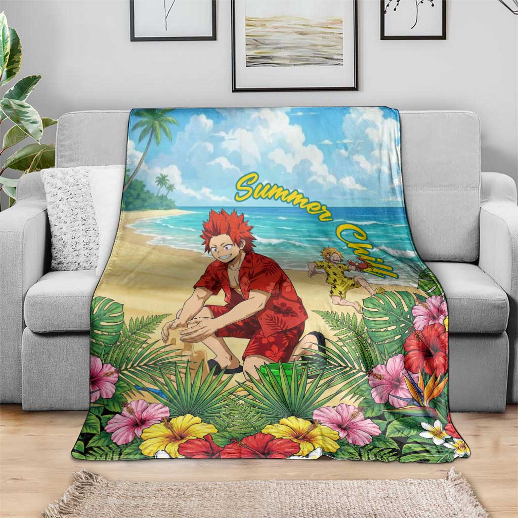 Eijirou Kirishima Summer Chill Blanket Tropical Anime Beach Fun