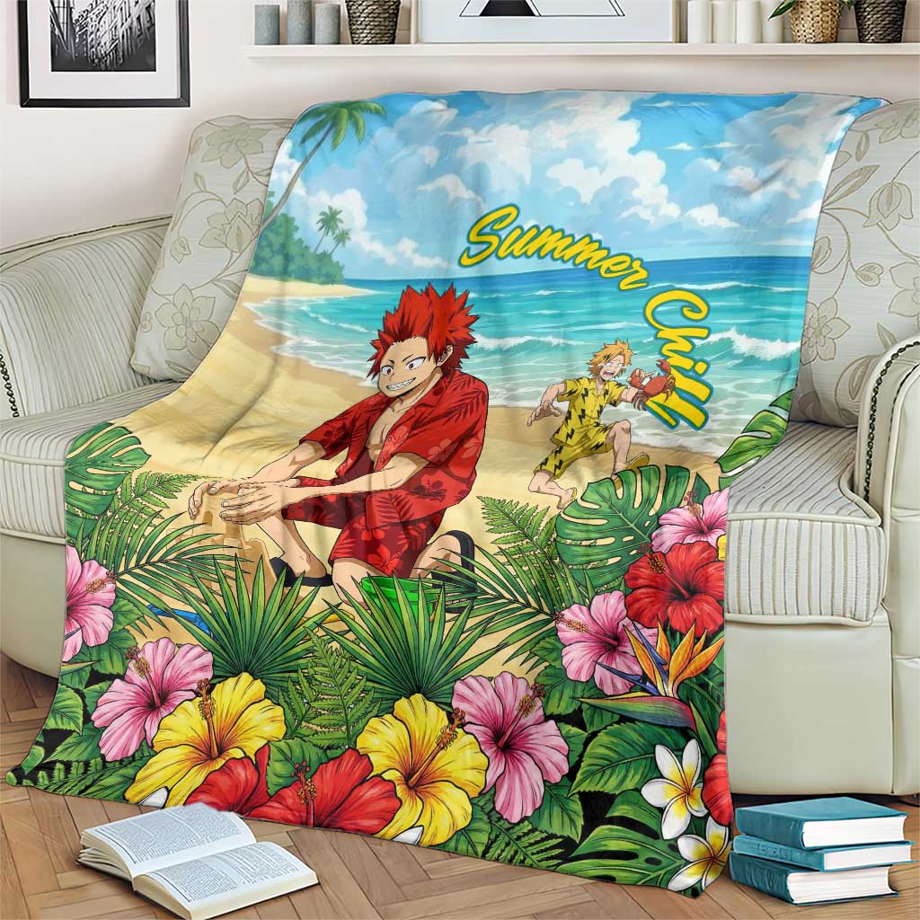 Eijirou Kirishima Summer Chill Blanket Tropical Anime Beach Fun