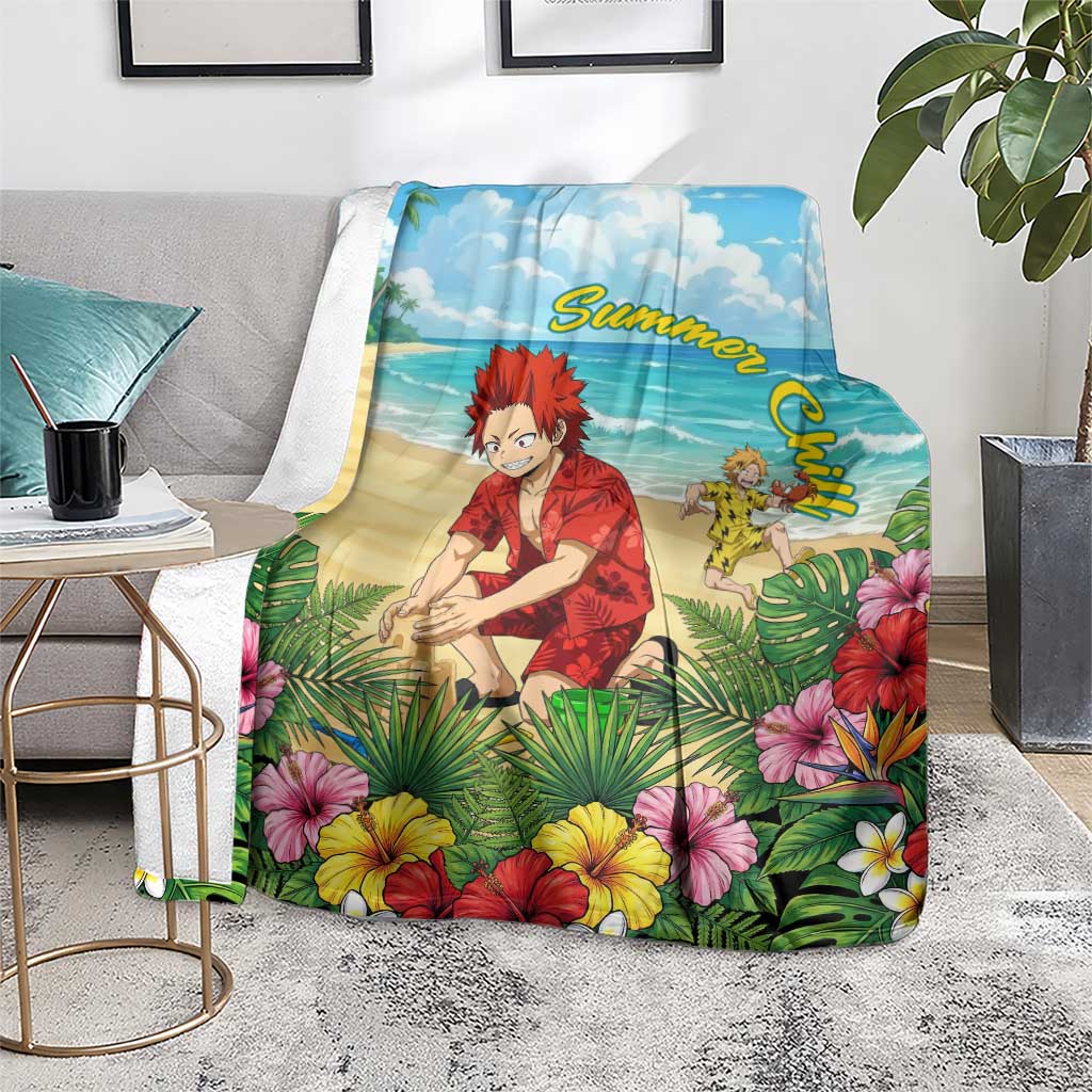 Eijirou Kirishima Summer Chill Blanket Tropical Anime Beach Fun