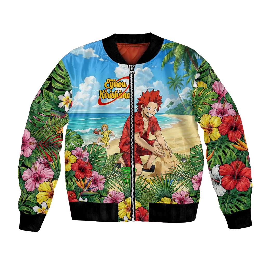 Eijirou Kirishima Summer Chill Bomber Jacket Tropical Anime Beach Fun