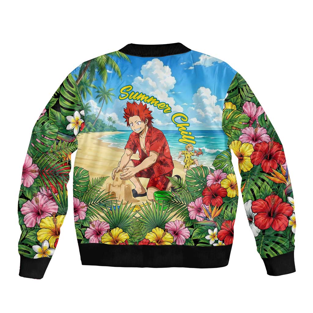 Eijirou Kirishima Summer Chill Bomber Jacket Tropical Anime Beach Fun