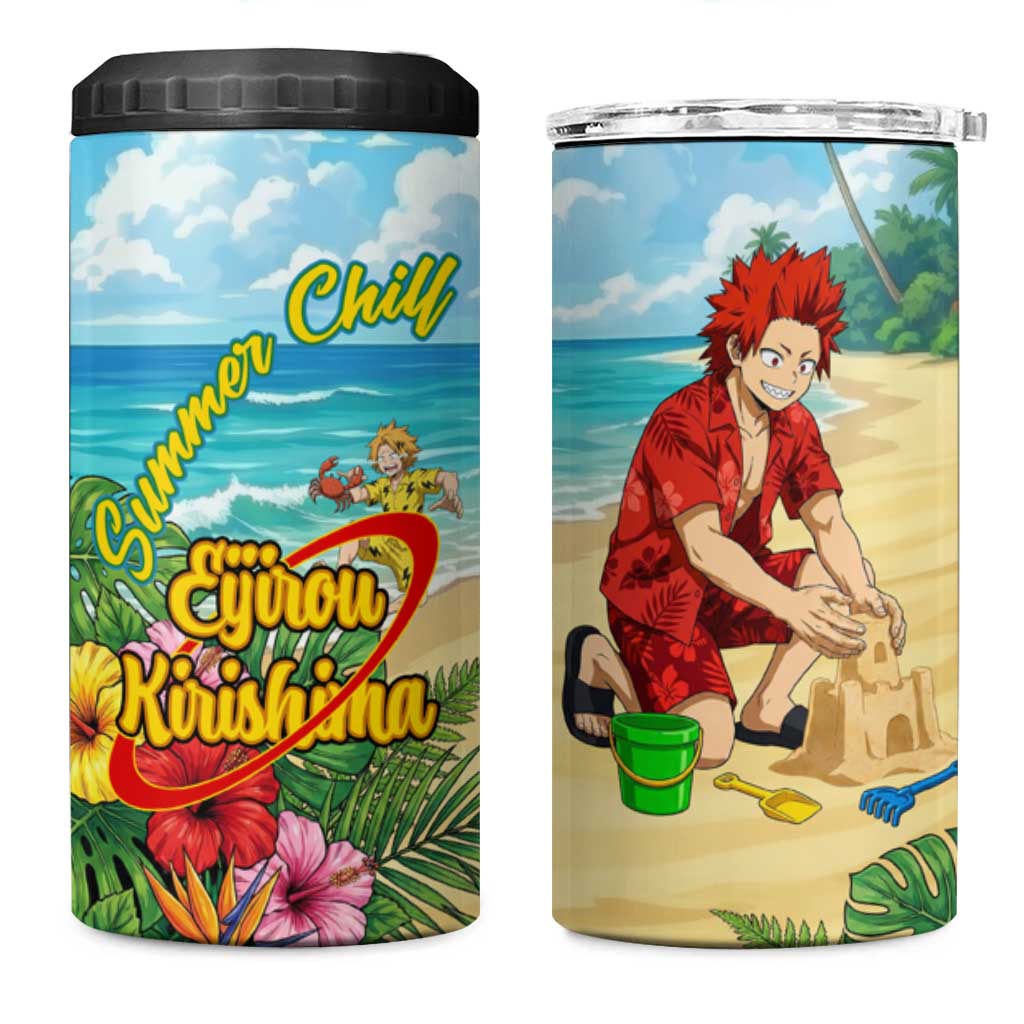 Eijirou Kirishima Summer Chill 4 in 1 Can Cooler Tumbler Tropical Anime Beach Fun