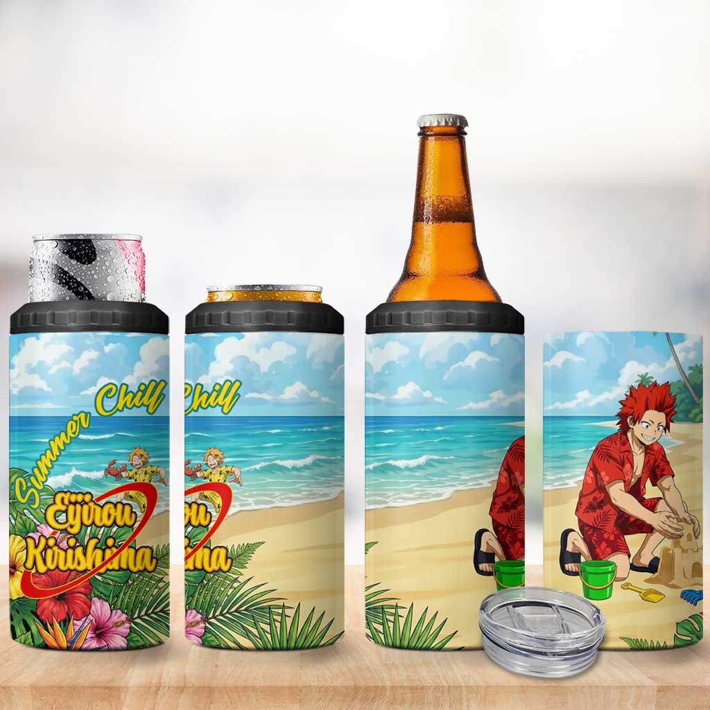 Eijirou Kirishima Summer Chill 4 in 1 Can Cooler Tumbler Tropical Anime Beach Fun