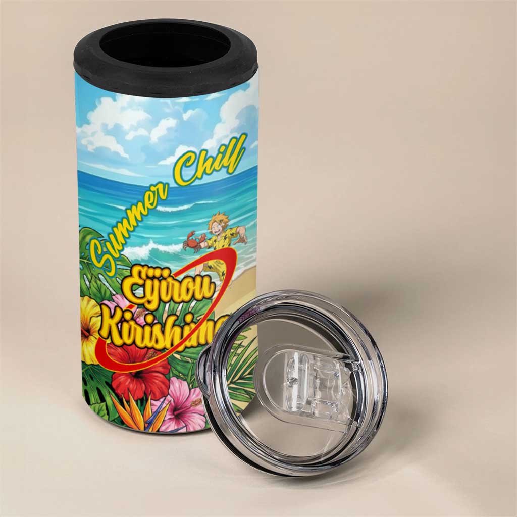 Eijirou Kirishima Summer Chill 4 in 1 Can Cooler Tumbler Tropical Anime Beach Fun