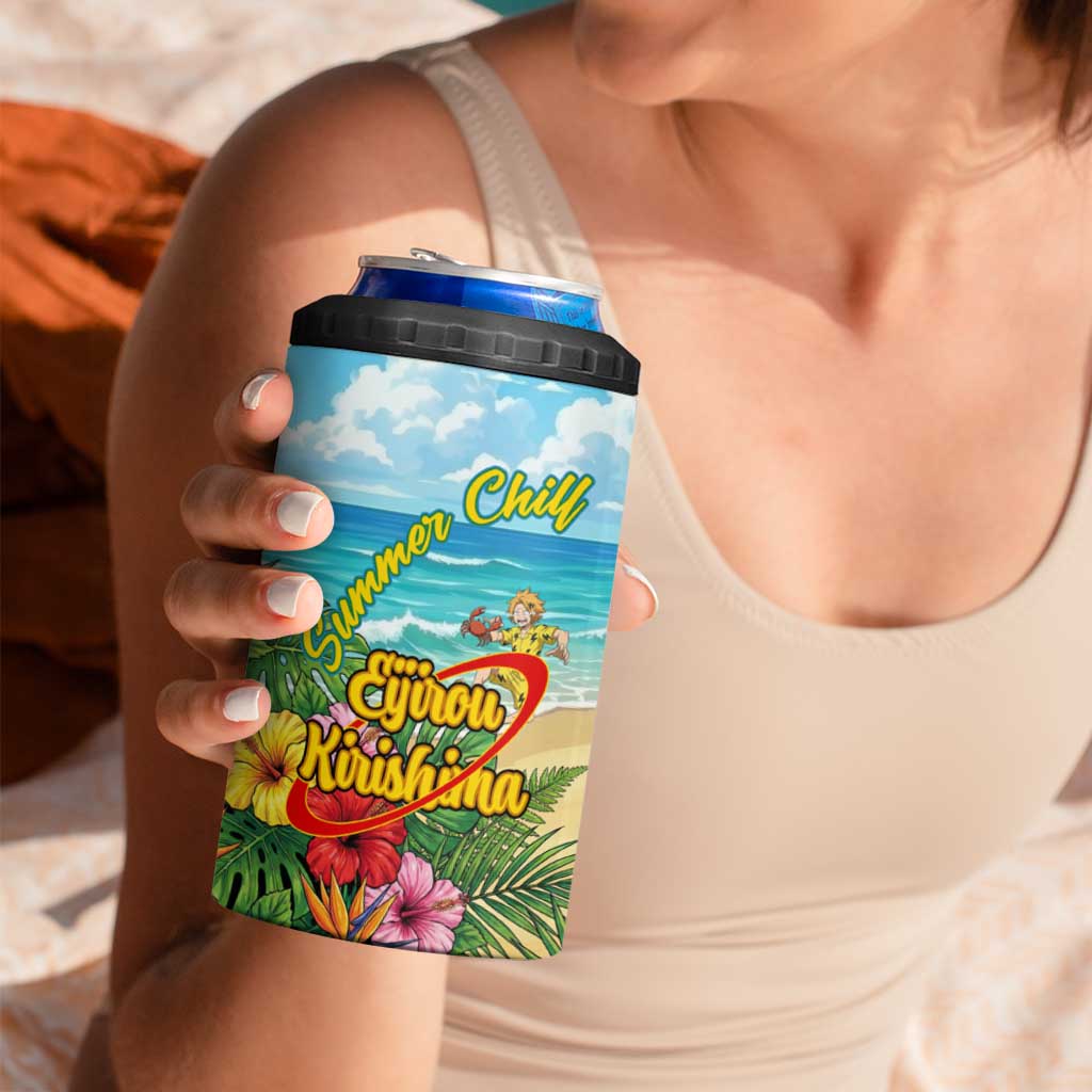 Eijirou Kirishima Summer Chill 4 in 1 Can Cooler Tumbler Tropical Anime Beach Fun