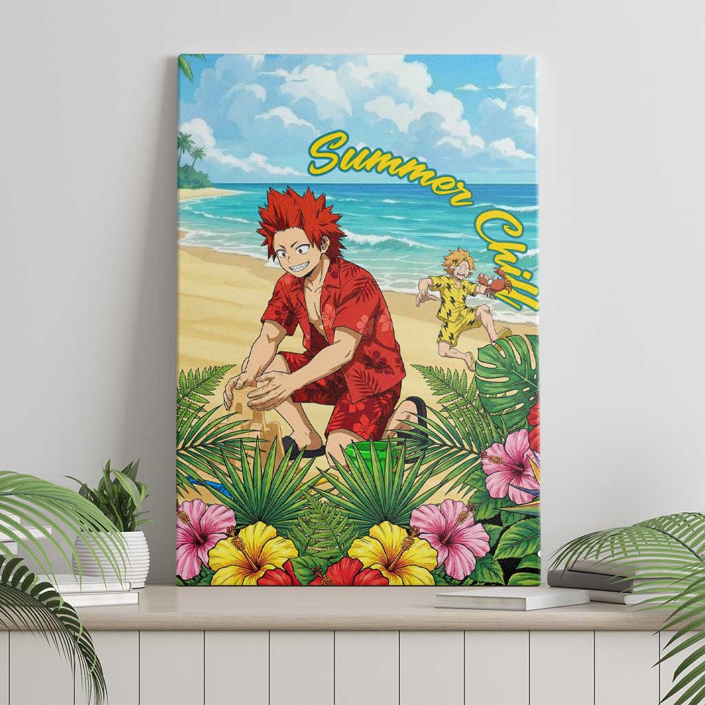 Eijirou Kirishima Summer Chill Canvas Wall Art Tropical Anime Beach Fun