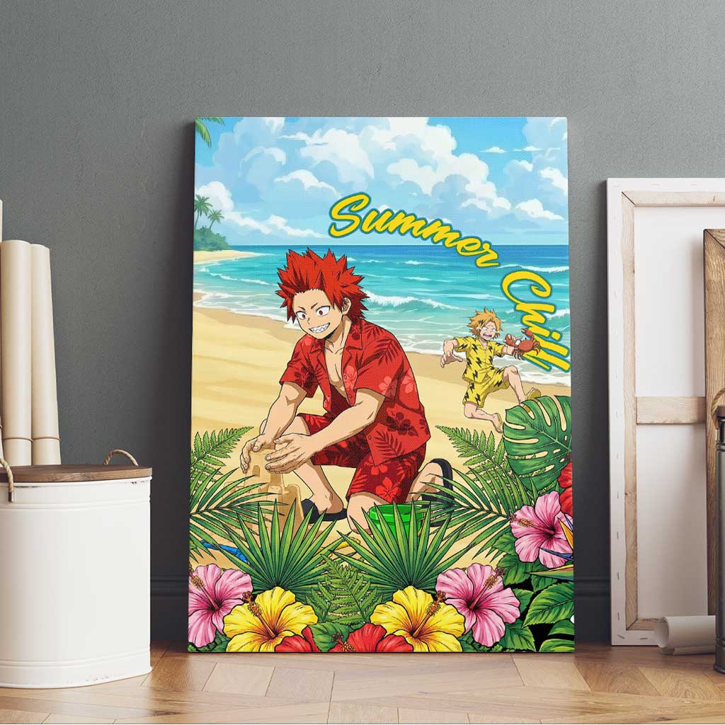 Eijirou Kirishima Summer Chill Canvas Wall Art Tropical Anime Beach Fun