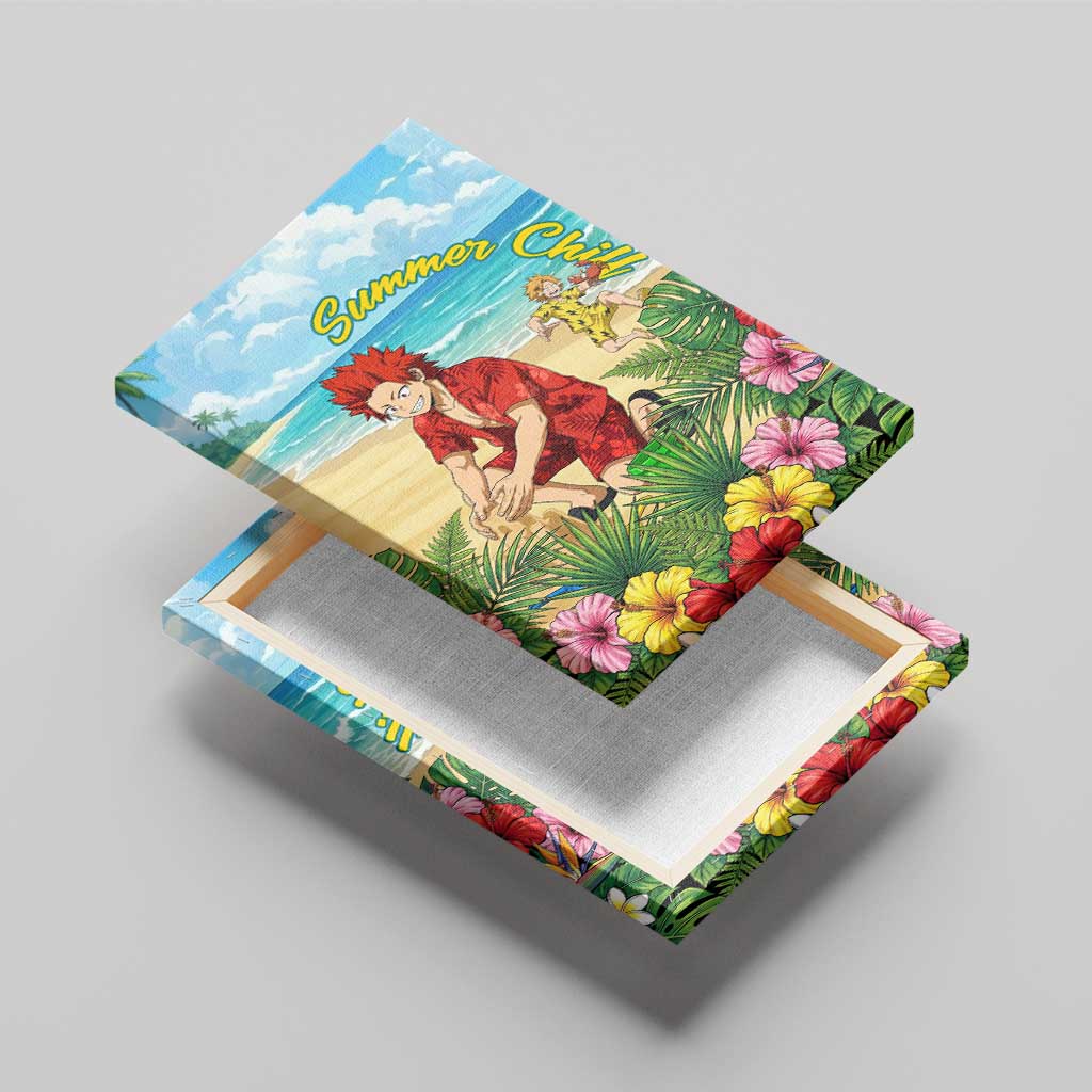 Eijirou Kirishima Summer Chill Canvas Wall Art Tropical Anime Beach Fun