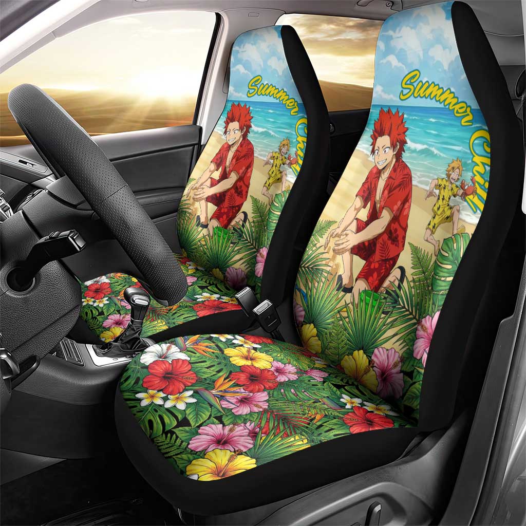 Eijirou Kirishima Summer Chill Car Seat Cover Tropical Anime Beach Fun