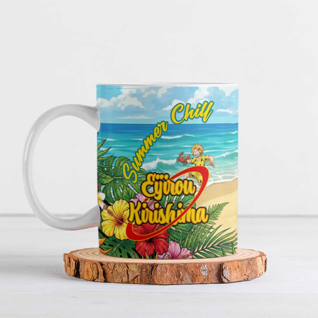 Eijirou Kirishima Summer Chill Ceramic Mug Tropical Anime Beach Fun