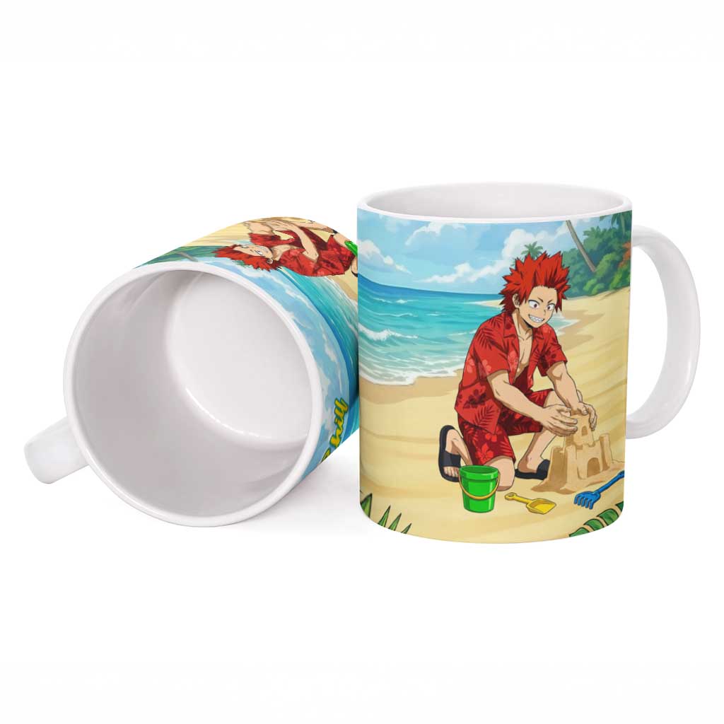 Eijirou Kirishima Summer Chill Ceramic Mug Tropical Anime Beach Fun