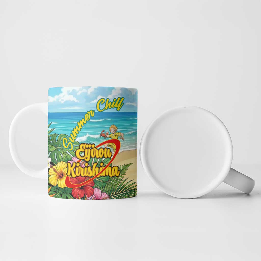 Eijirou Kirishima Summer Chill Ceramic Mug Tropical Anime Beach Fun