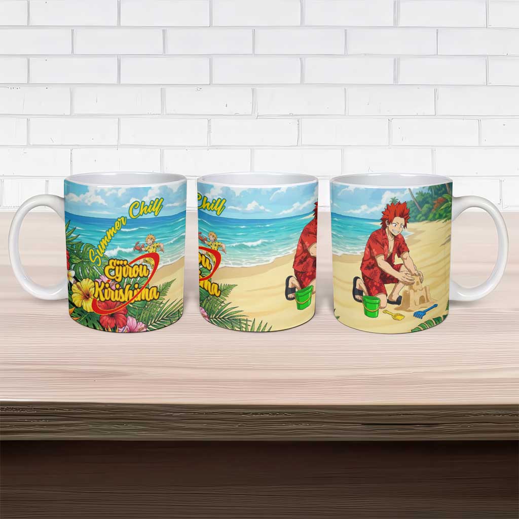 Eijirou Kirishima Summer Chill Ceramic Mug Tropical Anime Beach Fun