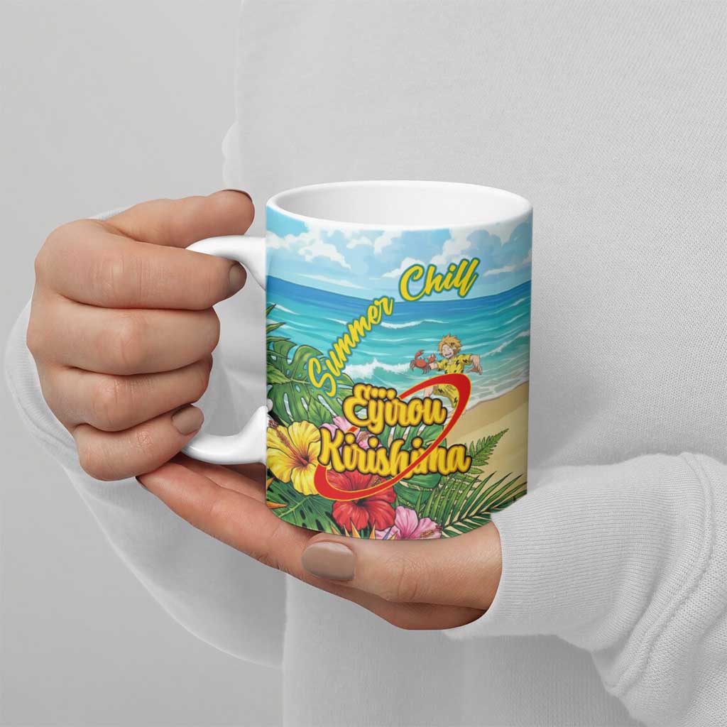 Eijirou Kirishima Summer Chill Ceramic Mug Tropical Anime Beach Fun