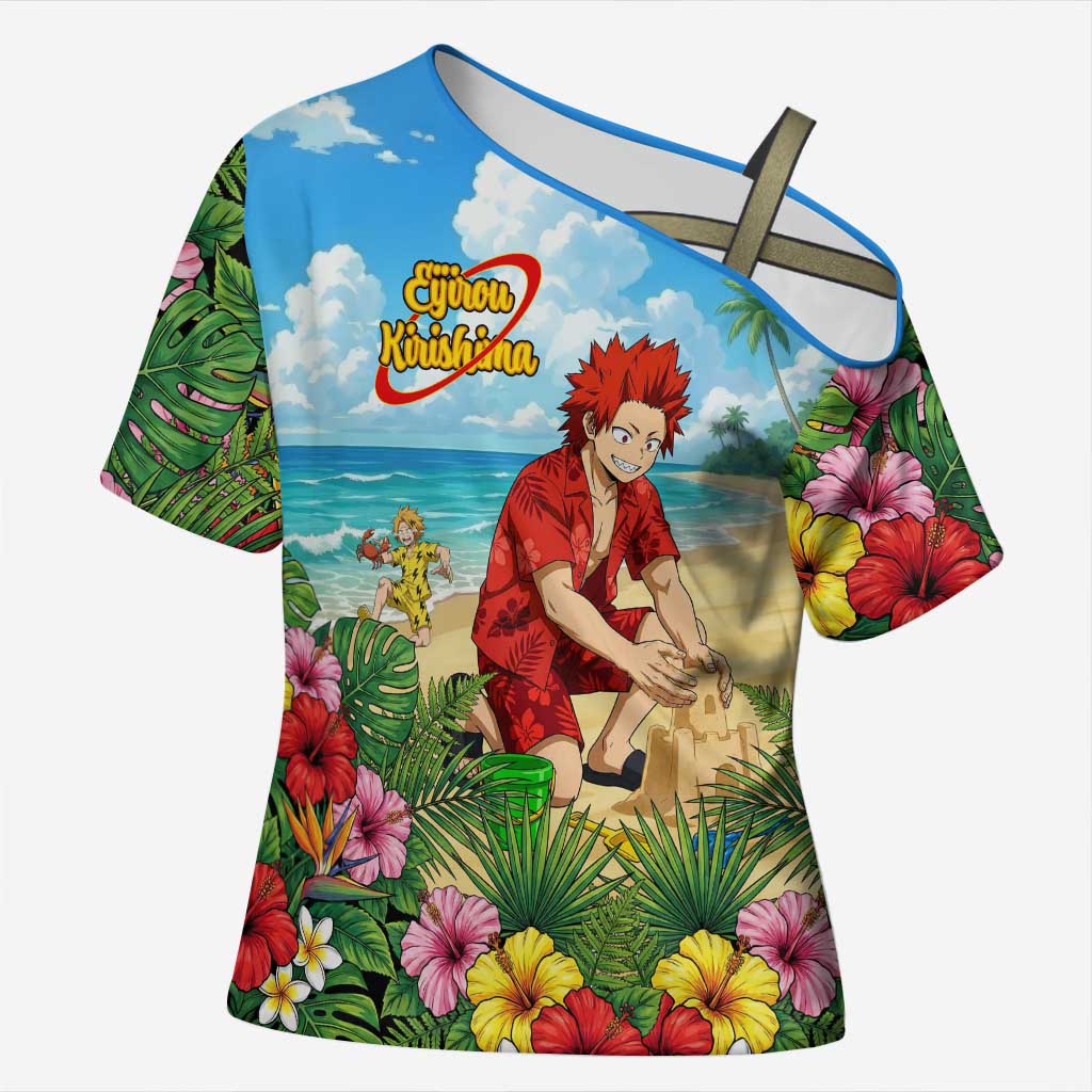 Eijirou Kirishima Summer Chill Cross Shoulder Shirt Tropical Anime Beach Fun