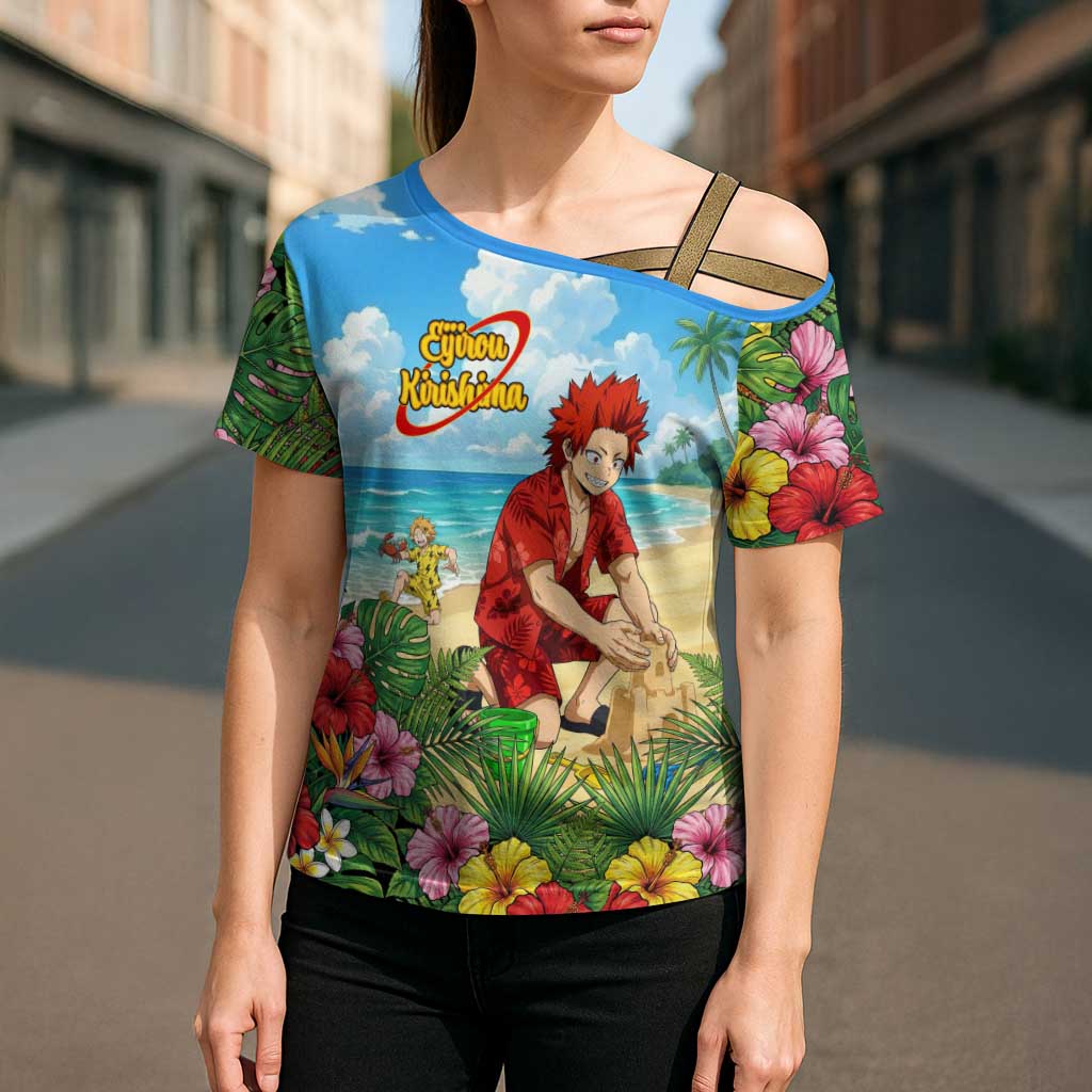 Eijirou Kirishima Summer Chill Cross Shoulder Shirt Tropical Anime Beach Fun