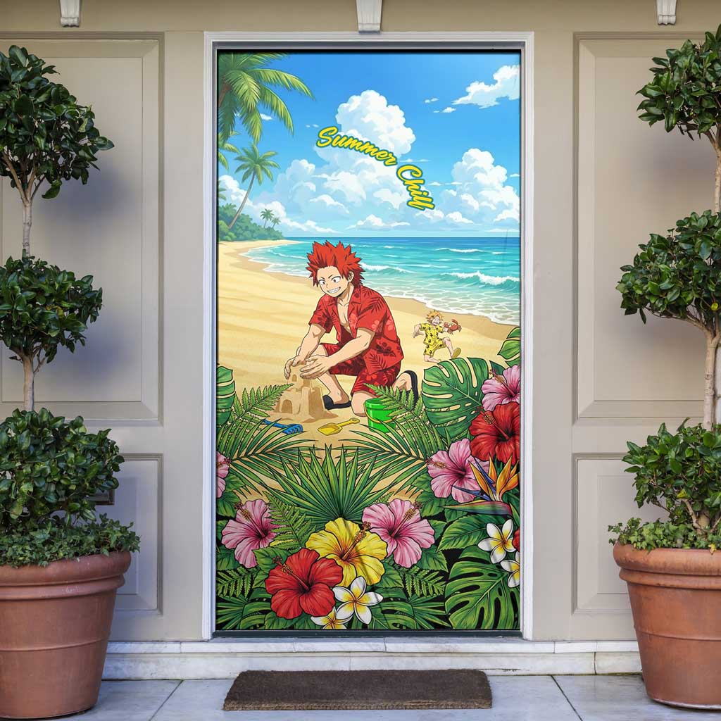Eijirou Kirishima Summer Chill Door Cover Tropical Anime Beach Fun