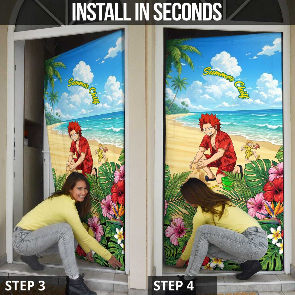 Eijirou Kirishima Summer Chill Door Cover Tropical Anime Beach Fun