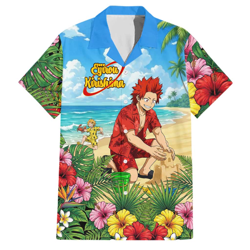 Eijirou Kirishima Summer Chill Family Matching Mermaid Dress and Hawaiian Shirt Tropical Anime Beach Fun