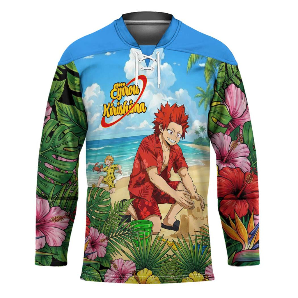 Eijirou Kirishima Summer Chill Hockey Jersey Tropical Anime Beach Fun