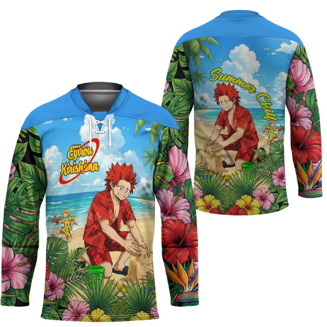 Eijirou Kirishima Summer Chill Hockey Jersey Tropical Anime Beach Fun