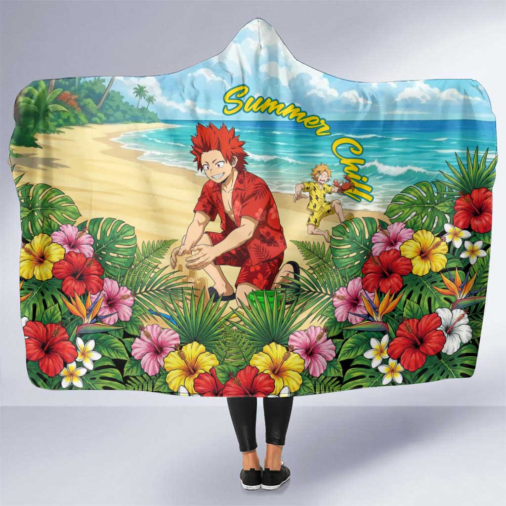 Eijirou Kirishima Summer Chill Hooded Blanket Tropical Anime Beach Fun