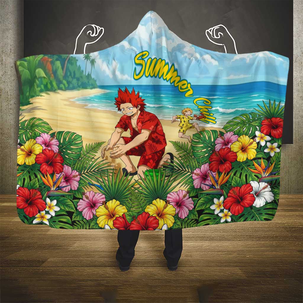 Eijirou Kirishima Summer Chill Hooded Blanket Tropical Anime Beach Fun