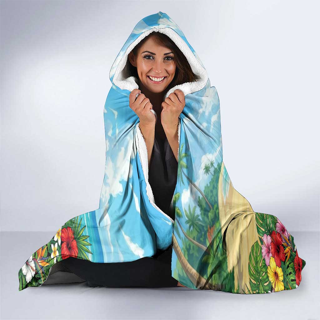 Eijirou Kirishima Summer Chill Hooded Blanket Tropical Anime Beach Fun