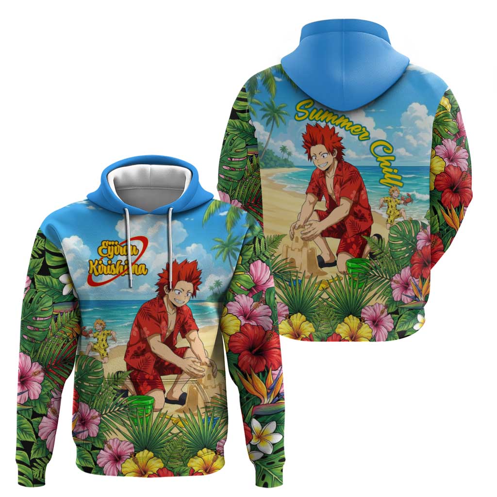 Eijirou Kirishima Summer Chill Hoodie Tropical Anime Beach Fun