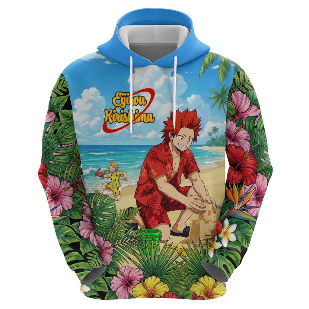 Eijirou Kirishima Summer Chill Hoodie Tropical Anime Beach Fun
