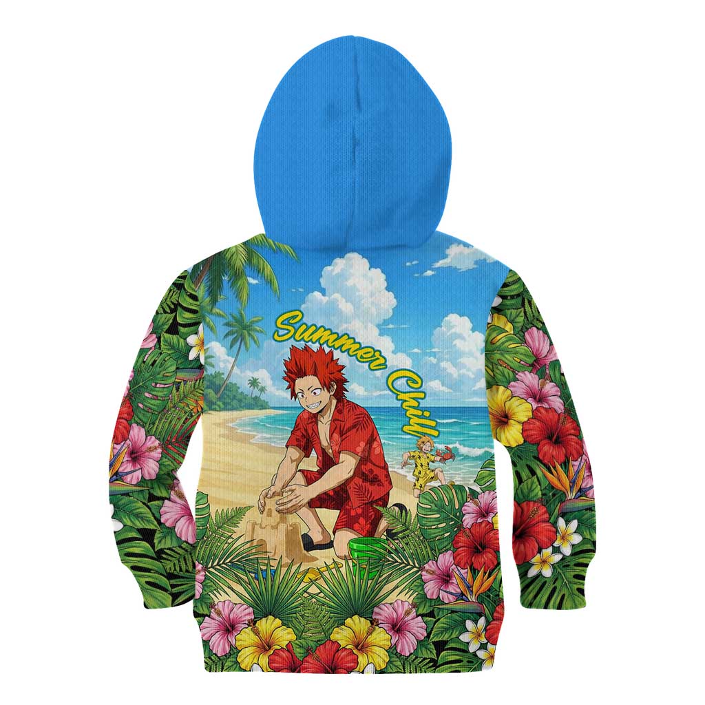Eijirou Kirishima Summer Chill Kid Hoodie Tropical Anime Beach Fun