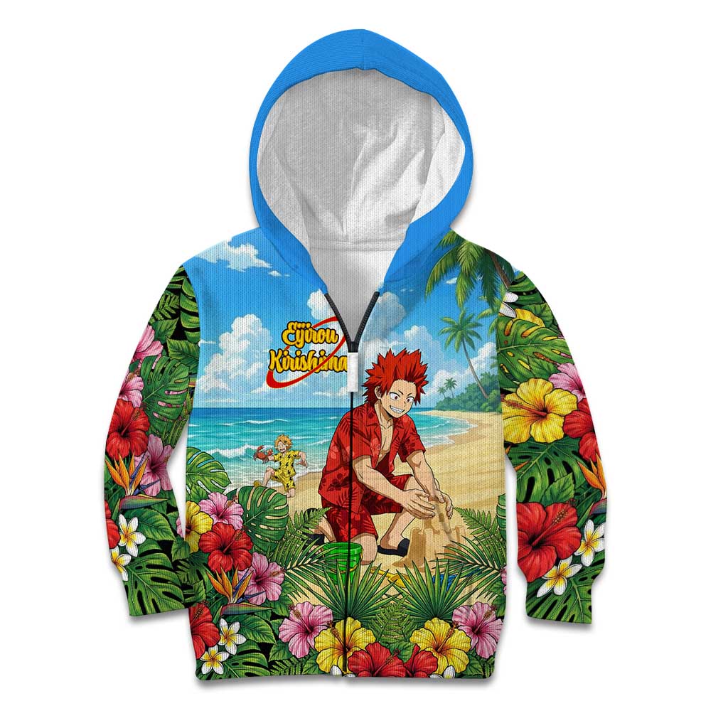 Eijirou Kirishima Summer Chill Kid Hoodie Tropical Anime Beach Fun