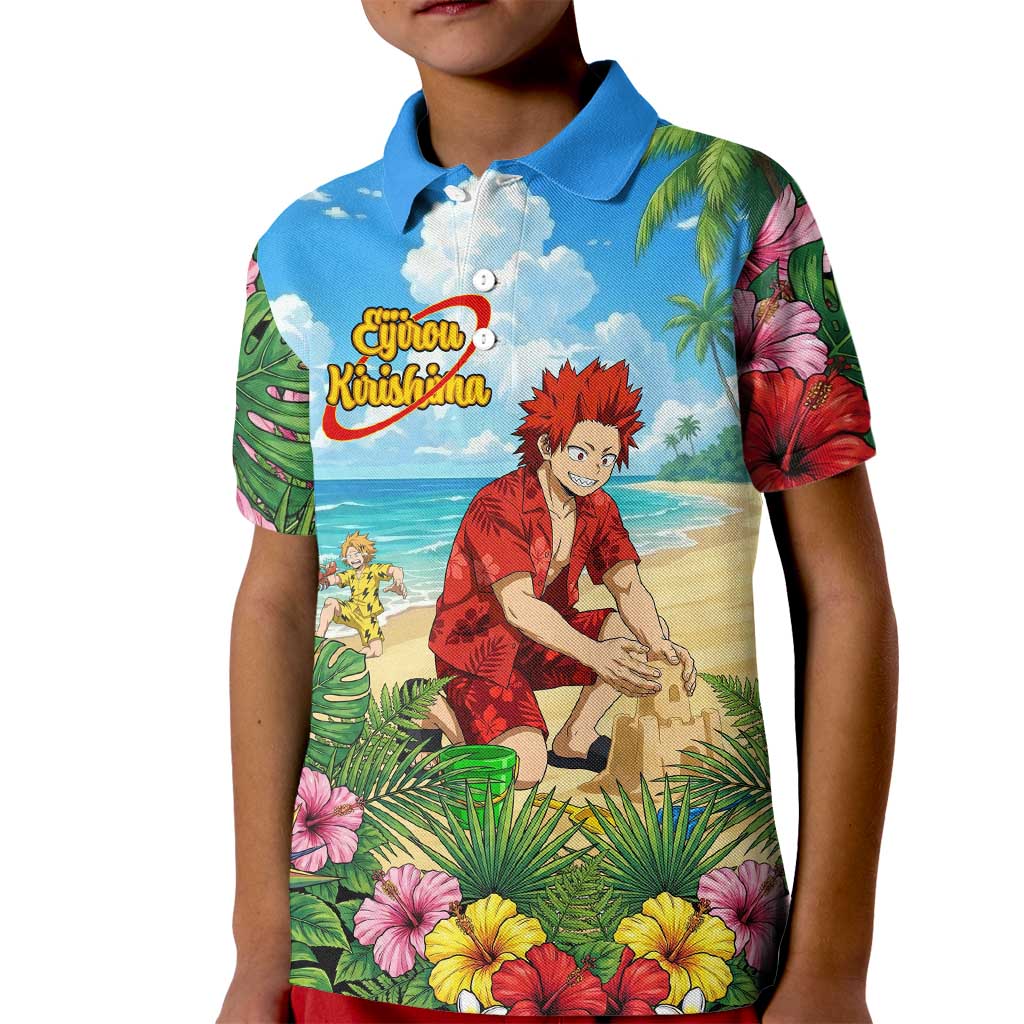 Eijirou Kirishima Summer Chill Kid Polo Shirt Tropical Anime Beach Fun