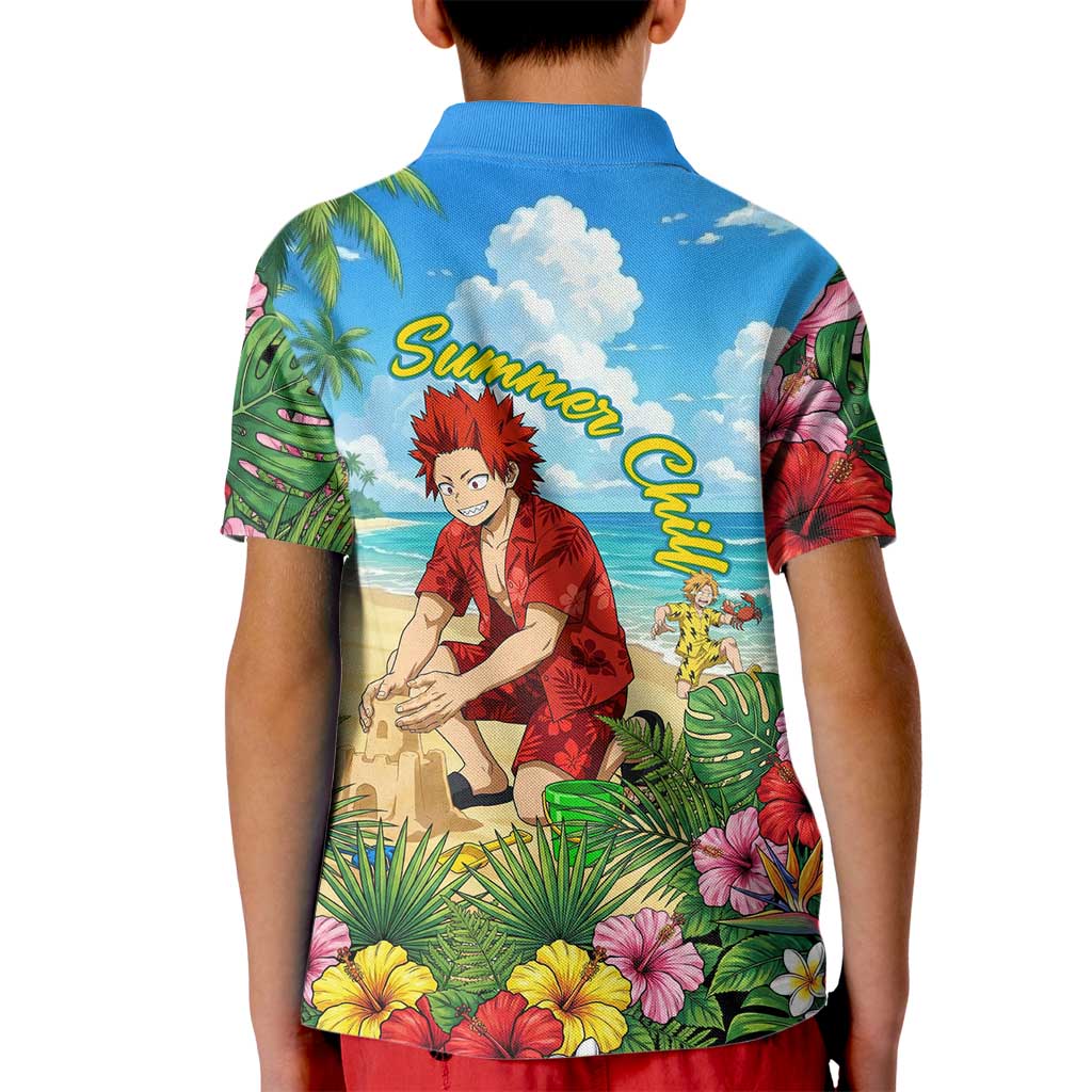 Eijirou Kirishima Summer Chill Kid Polo Shirt Tropical Anime Beach Fun
