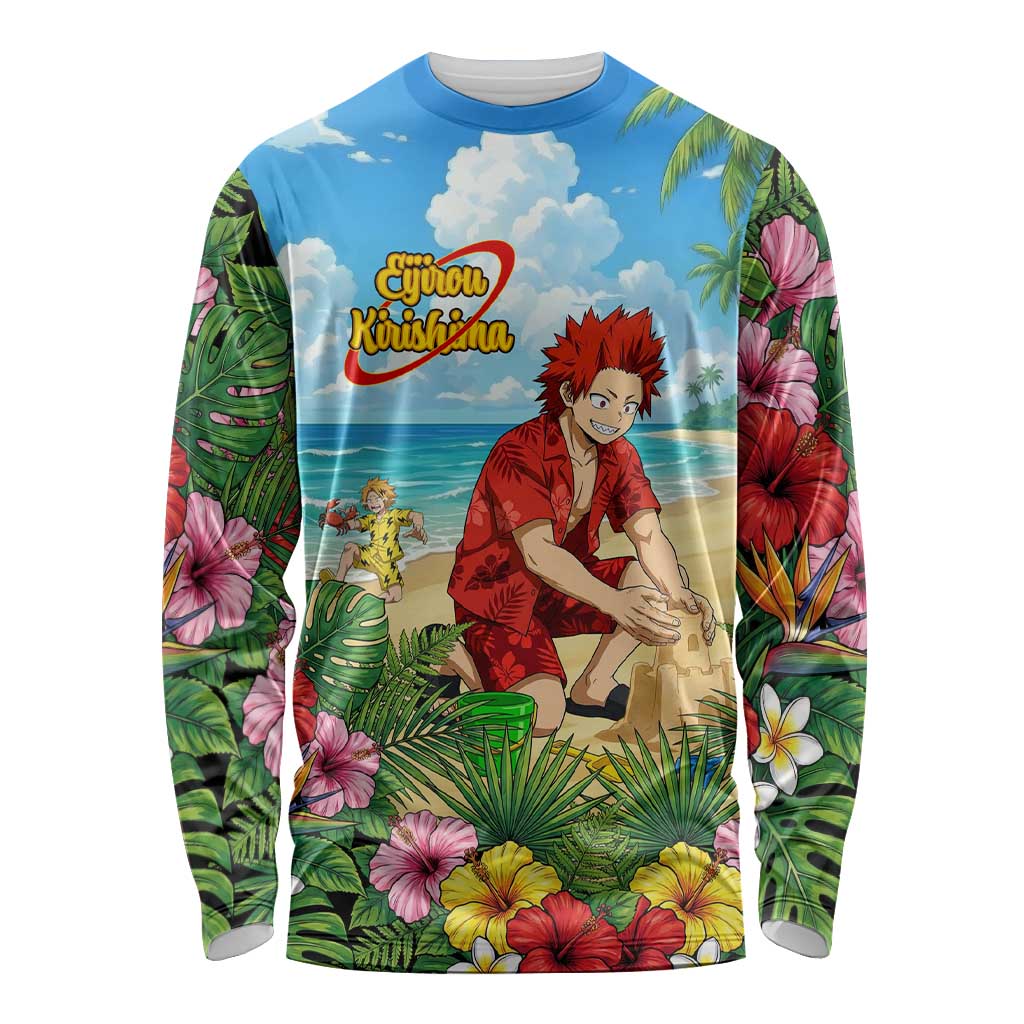 Eijirou Kirishima Summer Chill Long Sleeve Shirt Tropical Anime Beach Fun